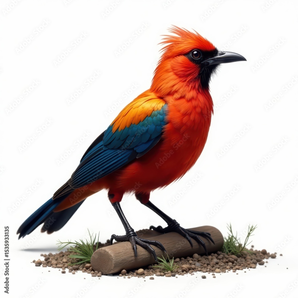 Obraz premium Spectacular flame bowerbird showcasing iridescent plumage at its elaborate bower , bower, bowerbird