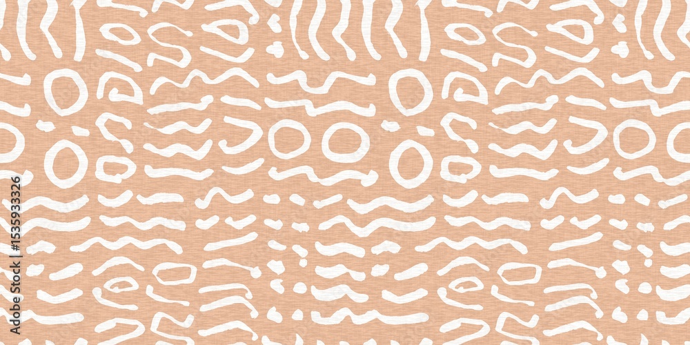 Fototapeta premium Gender neutral baby nursery decor trim. Sketch border in decorative kid fashion swatch. Calm minimal shape seamless pattern edge. 