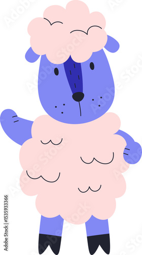 Playful Sheep Cartoon Character