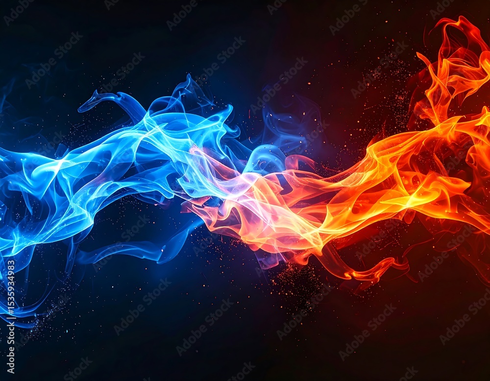 Obraz premium Abstract fire and ice clash (2)