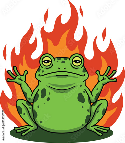 Burning Frog Meme Illustration 