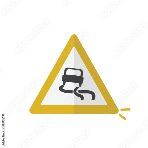 Slippery Road Sign Icon Vector Design.