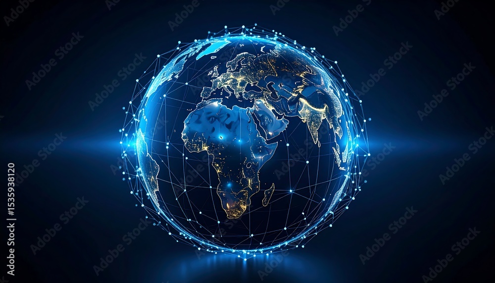 Obraz premium Illuminated globe with network connections