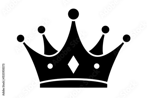 Black Silhouette Ornate Crown Glyph Icon vector