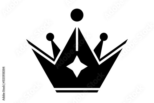 Black Silhouette Glyph Icon Ornate Crown Jewel vector