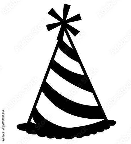 Striped Party Hat with Pom-Pom on Top