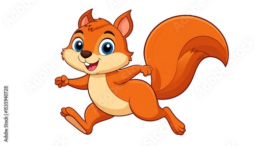 Cute cartoon squirrel running