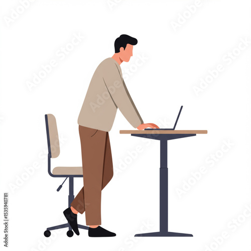 Productivity Theme Vector – Man Side Pose in Clean Space