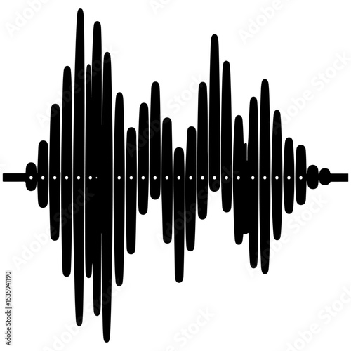 Black and white sound wave vector illustration, audio frequency graphic design element