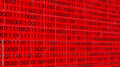 Red Binary Code Animation with Dynamic 0 and 1 Digits on a Red Illuminated Digital Background Representing Cyber Technology, Data Encryption, and Abstract Computer Language Motion in 4K Resolution