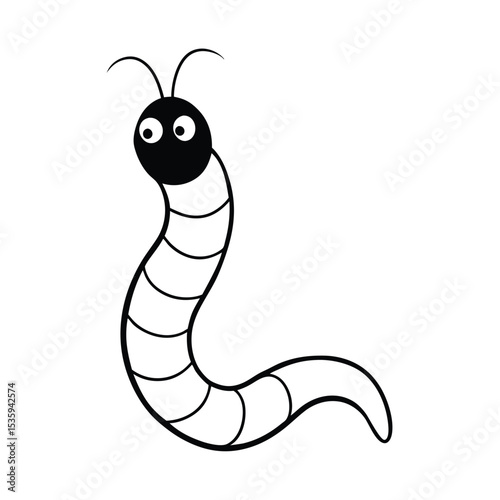 Full body worm vector illustration on white background