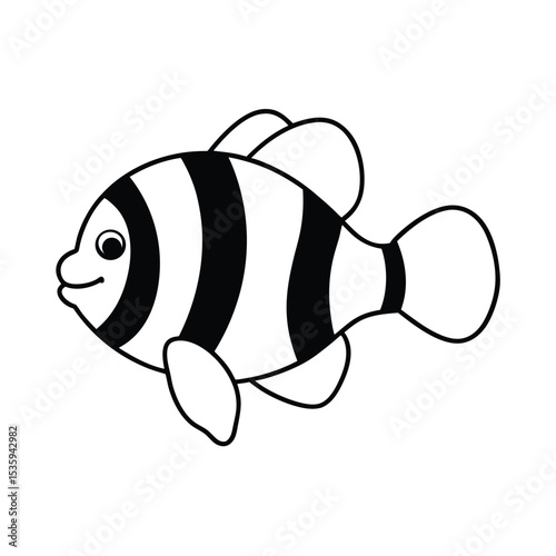 Full body clownfish vector illustration on white background