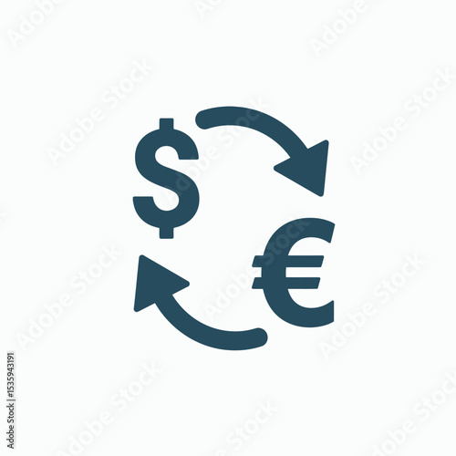 Dollar  Euro currency exchange with circular arrows