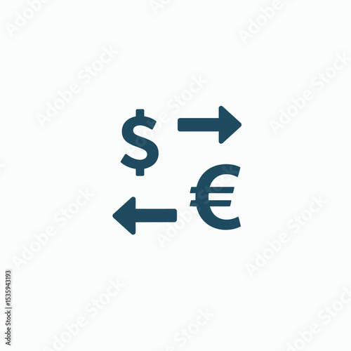 Dollar and euro symbols with arrows indicating exchange or conversion