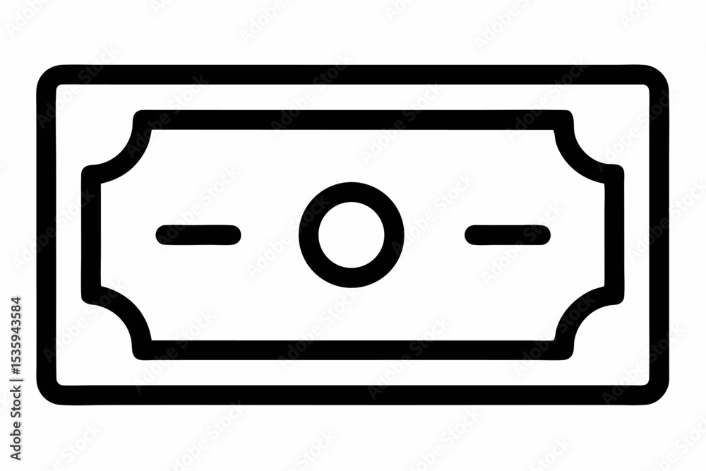Fototapeta premium Black Line Art Minimalist Banknote Icon money cash 1