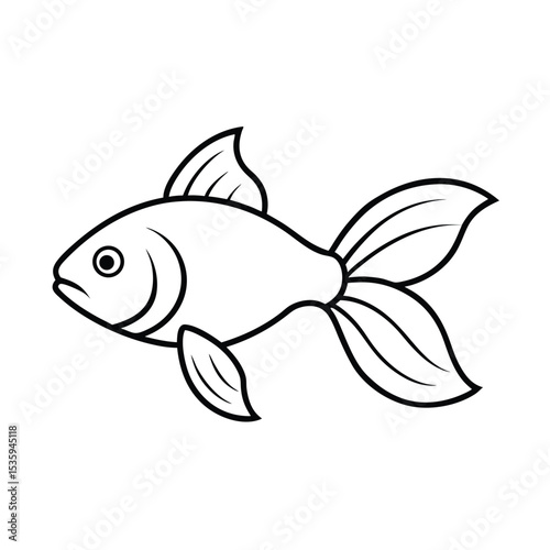 Full body goldfish vector illustration on white background