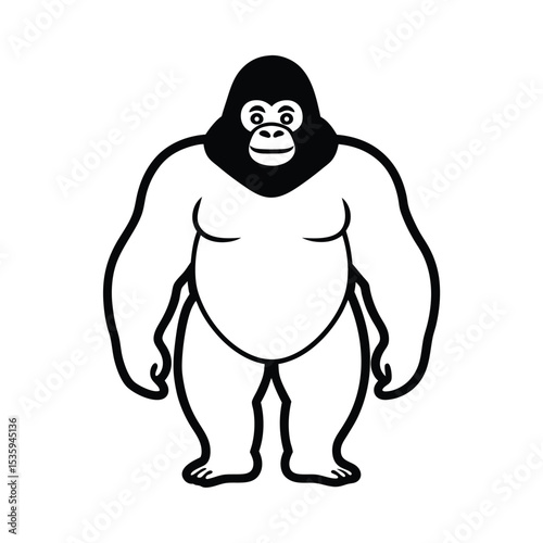 Full body gorilla vector illustration on white background