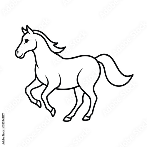 Full body horse galloping vector illustration on white background