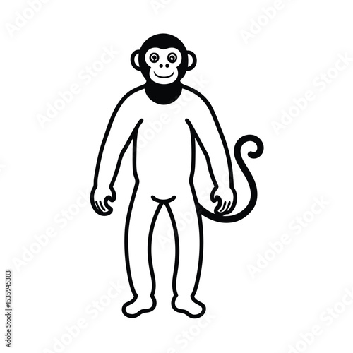 Full body monkey vector illustration on white background