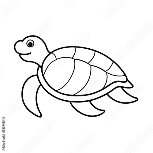 Full body sea turtle vector illustration on white background