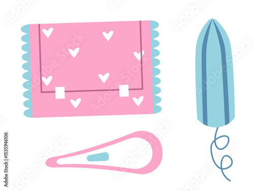 Women's hygiene products tools isolated set. Vector flat graphic design illustration
