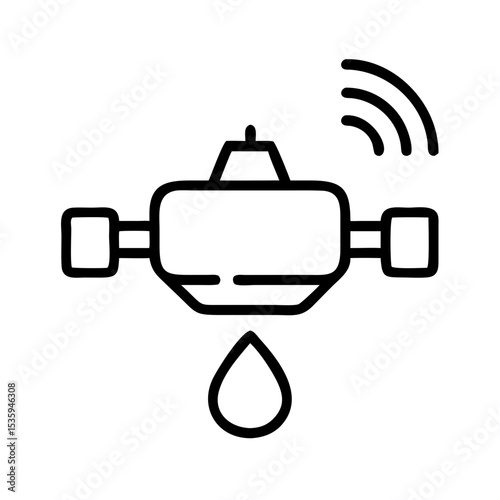 Leak sensor with wireless signal and water droplet illustration  