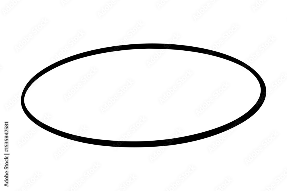 Hand Drawn Black Oval Shape Thick Outline Single Stroke Hand Drawn Black Oval Shape Thick Outline Single Stroke