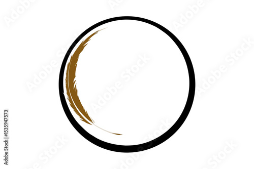 Golden Brown Feather Enso Circle Icon Graphic zen circle