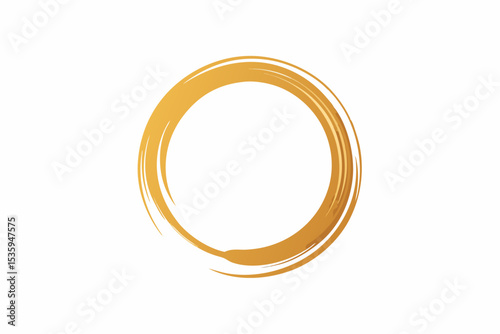 Golden Enso Circle Abstract Brush Stroke Icon zen circle