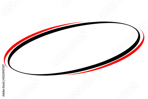 Hand Drawn Red Black Oval Shape Abstract Graphic vector