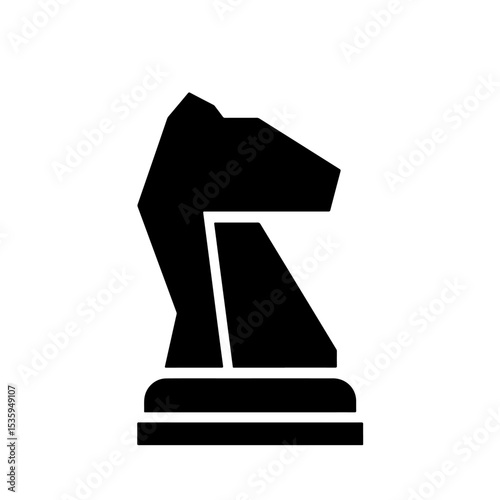 Black Chess Knight Piece Icon, Vector Illustration, Strategy Game Symbol