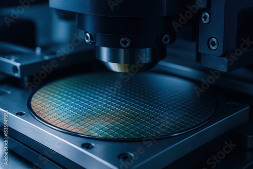 Semiconductor wafer under precision equipment in industry production process ensuring high quality and advanced technology manufacturing