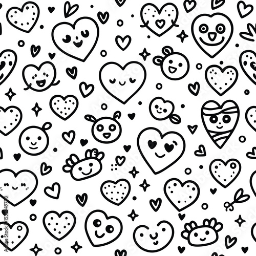 Cute heart and face pattern