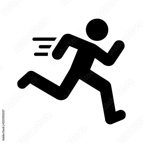 Running Person Icon, Black Silhouette Vector Illustration