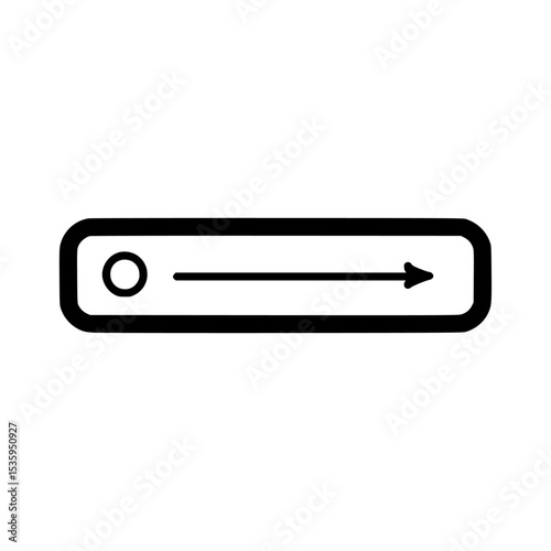 A simple illustration of a slider with an arrow pointing to the right, indicating movement.