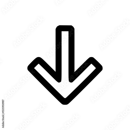 Simple, bold, black arrow pointing downwards on a white background.