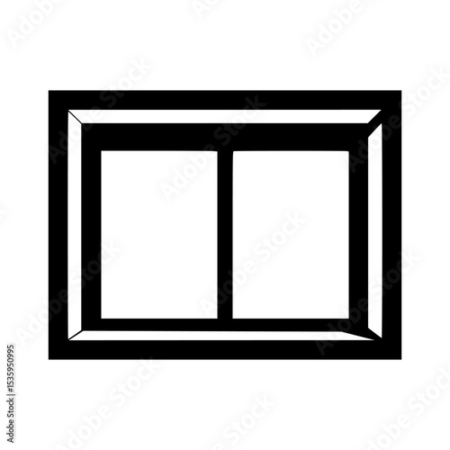 Simple black and white illustration of a rectangular window frame with two panes.