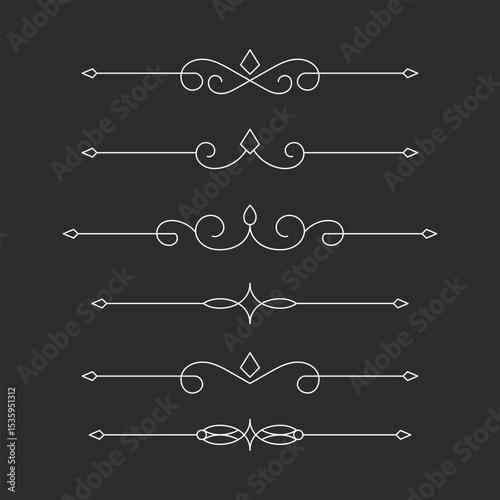 Set of Vintage decorative lines text dividers Line border Lines separator