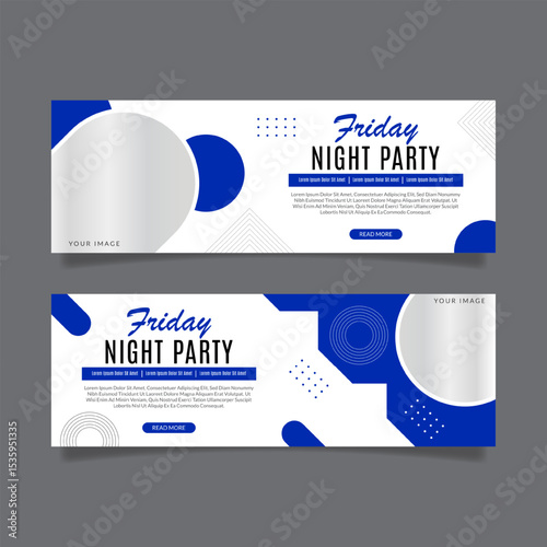 Nightclub and nightlife party horizontal banners