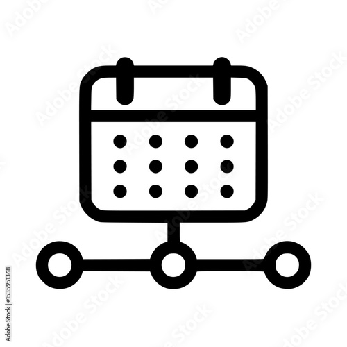 Calendar scheduling: linked events displayed on a simple calendar icon.