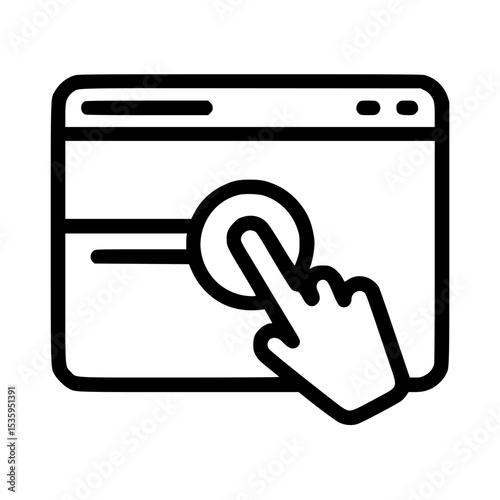 A hand pressing a button on a digital screen, illustrating interaction.