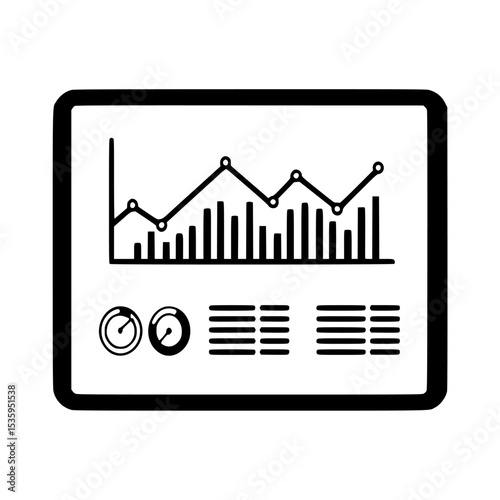 Tablet displaying financial data with graphs and metrics.