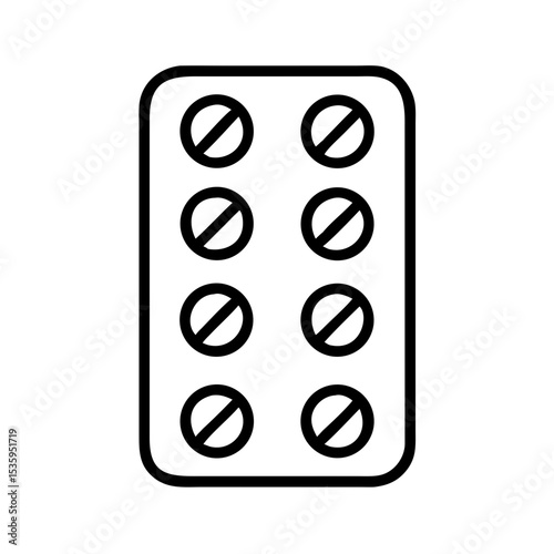 Blister pack illustration with dosage indicators in minimal style  
