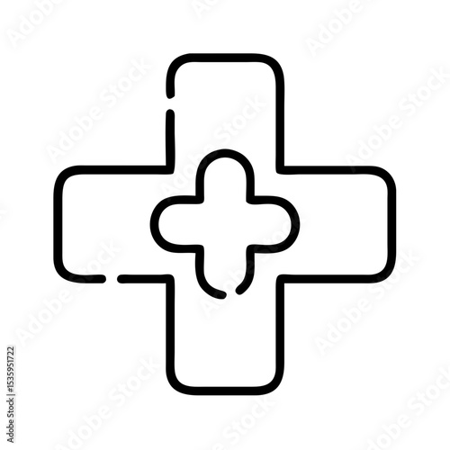 Medical cross symbol in minimalist line art design  