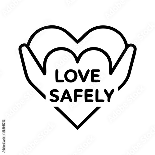 Heart symbol with hands promoting safe love practices  
