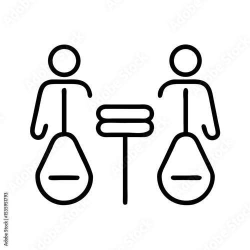 Two stick figures balancing on scales symbolizing equality  