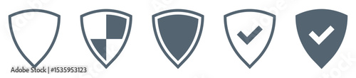 Set of shield check mark icon tick symbol . security, protection, and verification icon in flat style . Vector design for verified, safe, security, antivirus, privacy, safety, and protected states