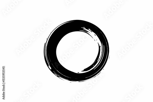 Black Enso Zen Circle Abstract Ink Brush Stroke black circle 1