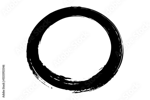 Black Enso Zen Circle Abstract Ink Brush Stroke black circle