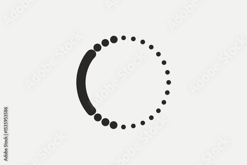 Circular Loading Spinner Icon Black Dots Grey Background